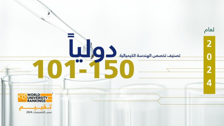 تخصص الهندسة الكيميائية بجامعة الإمام عبد الرحمن بن فيصل يحرز المركز ١٠١ – ١٥٠ عالميا في تصنيف كيو إس للتخصصات ٢٠٢٤